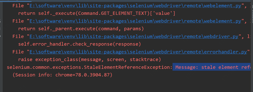 Message: stale element reference: element is not attached to the page document - 拽熊博客