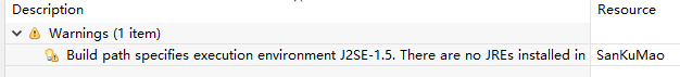 eclipse异常问题：Build path specifies execution environment J2SE-1.5. There are no JREs installed in the workspace that are strictly compatible with this environment. - 拽熊博客